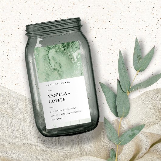 AGATE GEODE EMERALD JADE GREEN MODERN CANDLE LABEL