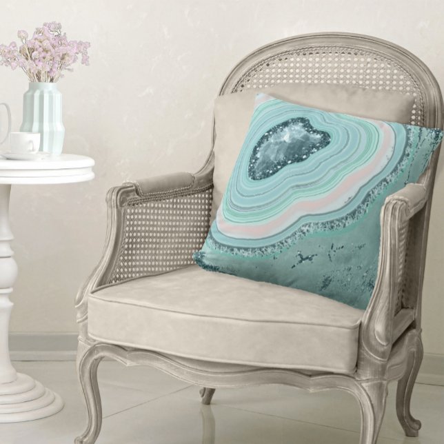 Agate Geode Glitter Blauwgroen ID647 Kussen (Creator heeft geüpload)