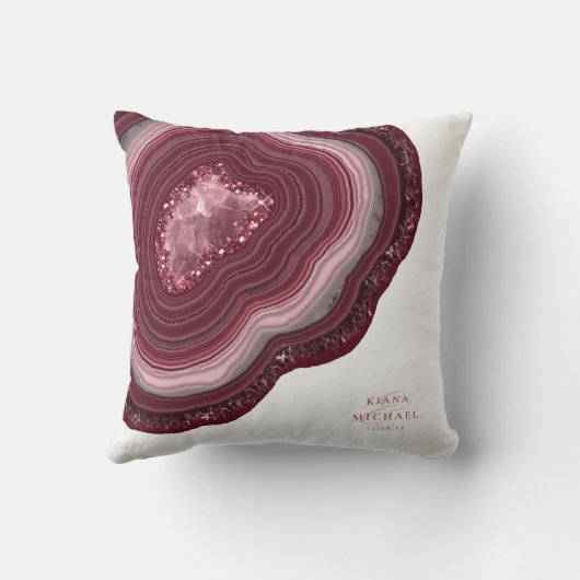 Agate Geode Glitter Bruiloft Burgundy ID647 Kussen (Achterkant)
