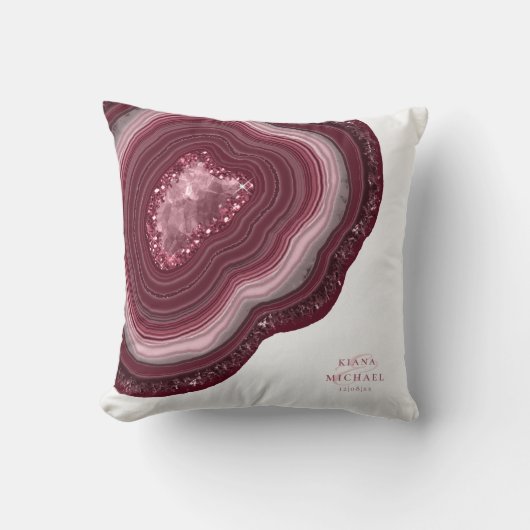 Agate Geode Glitter Bruiloft Burgundy ID647 Kussen (Voorkant)