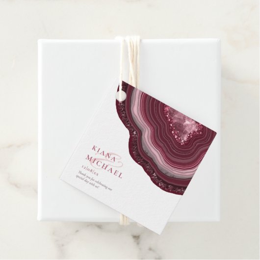 Agate Geode Glitter Dank u Burgundy ID647 Bedankjes Labels (In situ)