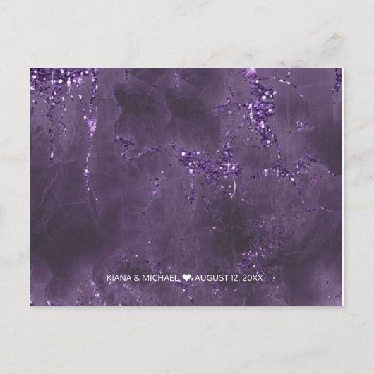 Agate Geode Glitter Dank u Violet ID647 Aankondigingskaart (Achterkant)