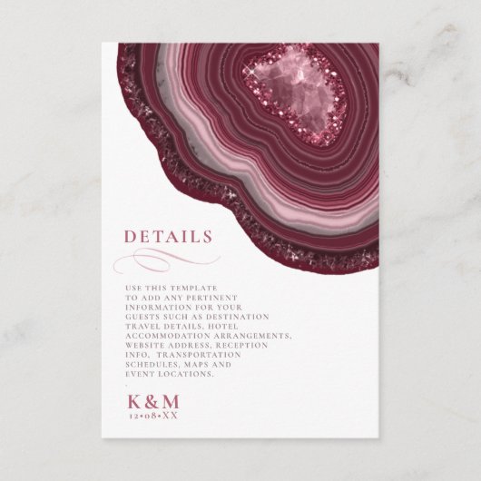 Agate Geode Glitter Details Burgundy ID647 Informatiekaartje (Voorkant)