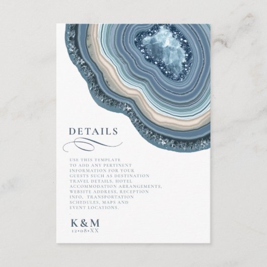 Agate Geode Glitter Details Dusty Blue ID647 Informatiekaartje (Voorkant)