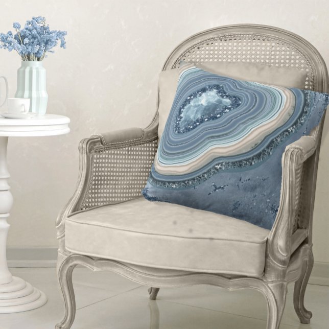 Agate Geode Glitter Dusty Blue ID647 Kussen (Creator heeft geüpload)