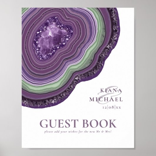 Agate Geode Glitter Gastboek Paars ID647 Poster (Voorkant)