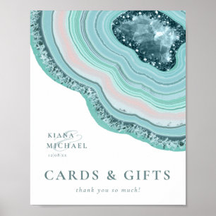 Agate Geode Glitter Kaarten en Gifts Blauwgroen ID Poster