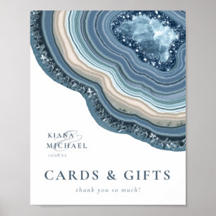 Agate Geode Glitter Kaarten & Gifts Dusty Blue ID6 Poster