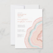 Agate Geode Glitter Oefenbruiloft Roze Goud ID647 Kaart (Voorkant)