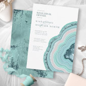 Agate Geode Glitter Rehearsal Dinner Blauwgroen ID Kaart