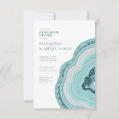 Agate Geode Glitter Rehearsal Dinner Blauwgroen ID Kaart (Voorkant)