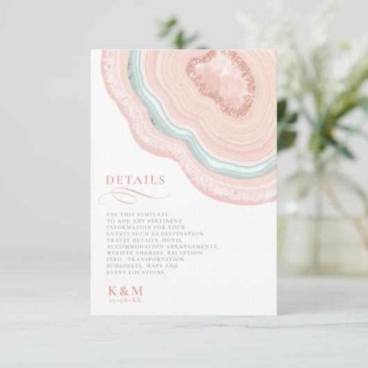 Agate Geode Glitter - Roos Gold ID647 Informatiekaartje (Staand voorkant)