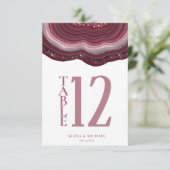 Agate Geode Glitter Table Number Burgundy ID647 Kaart (Staand voorkant)