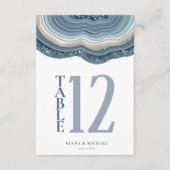 Agate Geode Glitter Table Number Dusty Blue ID647 Kaart (Voorkant)