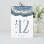 Agate Geode Glitter Table Number Dusty Blue ID647 Kaart (Staand voorkant)