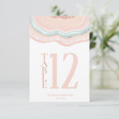 Agate Geode Glitter Table Number Roos Gold ID647 Kaart (Staand voorkant)