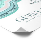 Agate Geode Glitter Trouw Gastboek Teal ID647 Poster (Hoek)