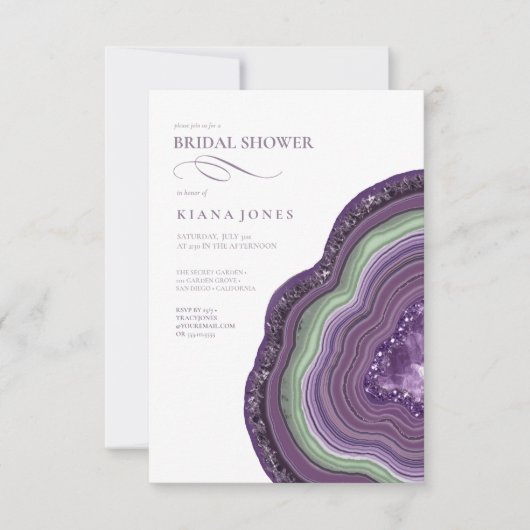 Agate Geode Glitter Vrijgezellenfeest Violet ID647 Kaart (Voorkant)