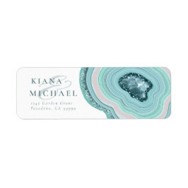 Agate Geode Glitter Wedding Blauwgroen ID647 Etiket