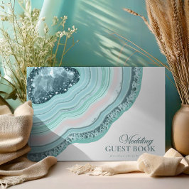 Agate Geode Glitter Wedding Blauwgroen ID647 Gastenboek