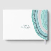 Agate Geode Glitter Wedding Blauwgroen ID647 Gastenboek (Achterkant)