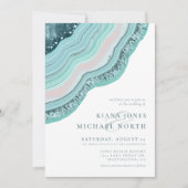 Agate Geode Glitter Wedding Blauwgroen ID647 Kaart (Voorkant)