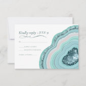 Agate Geode Glitter Wedding Blauwgroen ID647 RSVP Kaartje (Voorkant)