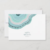 Agate Geode Glitter Wedding Blauwgroen ID647 RSVP Kaartje (Achterkant)