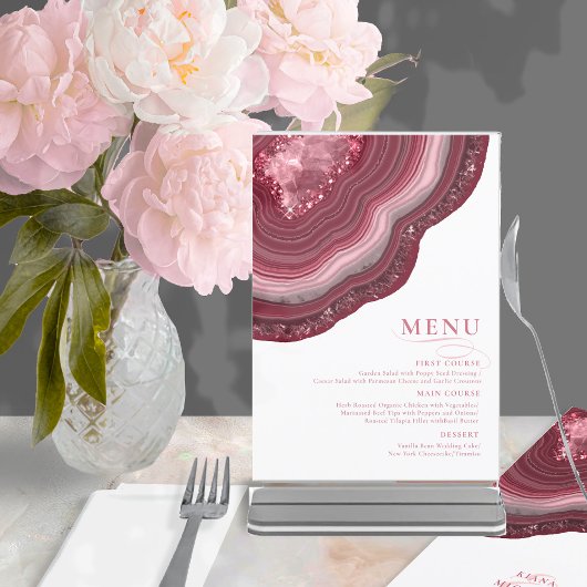 Agate Geode Glitter Wedding Burgundy ID647