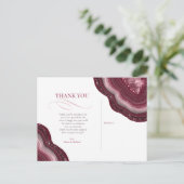 Agate Geode Glitter Wedding Burgundy ID647 Aankondigingskaart (Staand voorkant)