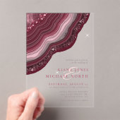 Agate Geode Glitter Wedding Burgundy ID647 Acryl Uitnodigingen (Insitu (Draagbaar))