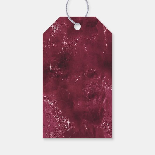 Agate Geode Glitter Wedding Burgundy ID647 Cadeaulabel (Achterkant)