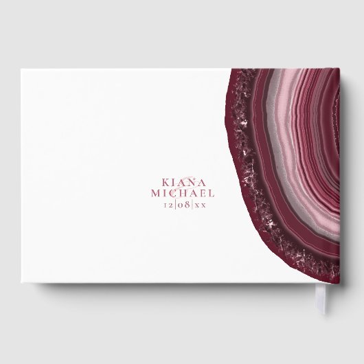 Agate Geode Glitter Wedding Burgundy ID647 Gastenboek (Achterkant)