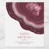 Agate Geode Glitter Wedding Burgundy ID647 Wijn Etiket (Enkel label)