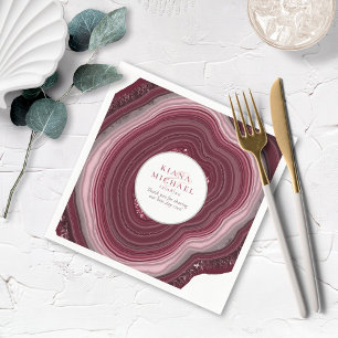 Agate Geode Glitter Wedding Burgundy V2 ID647 Servet