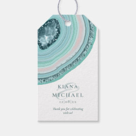 Agate Geode Glitter Wedding Dank u Blauwgroen ID64 Cadeaulabel