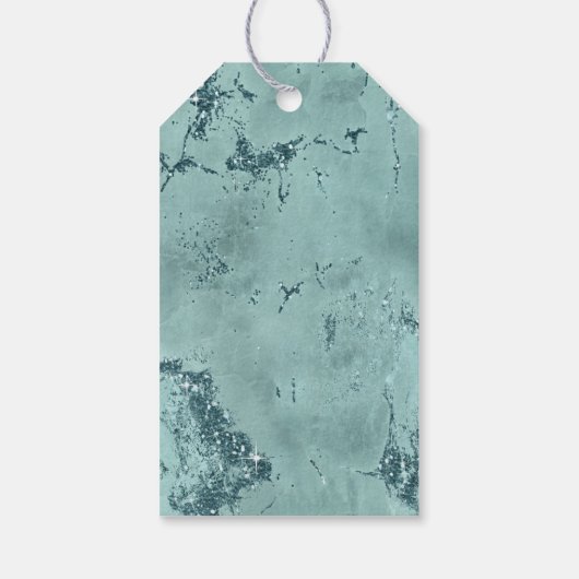 Agate Geode Glitter Wedding Dank u Blauwgroen ID64 Cadeaulabel (Achterkant)