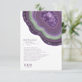 Agate Geode Glitter Wedding Details Violet ID647 Informatiekaartje (Staand voorkant)