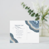 Agate Geode Glitter Wedding Dusty Blue ID647 Aankondigingskaart (Staand voorkant)