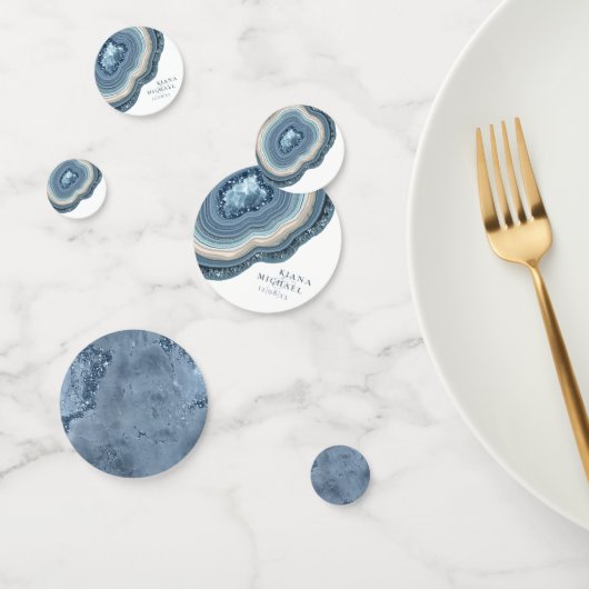 Agate Geode Glitter Wedding Dusty Blue ID647 Confetti (Groep)