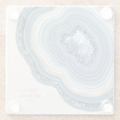 Agate Geode Glitter Wedding Dusty Blue ID647 Glazen Onderzetter (Achterkant)