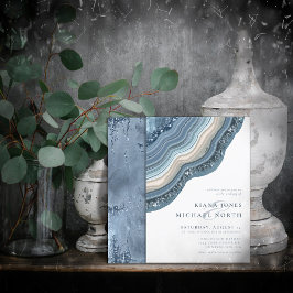 Agate Geode Glitter Wedding Dusty Blue ID647 Kaart