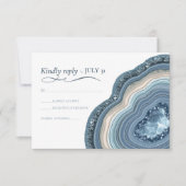 Agate Geode Glitter Wedding Dusty Blue ID647 RSVP Kaartje (Voorkant)