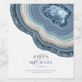 Agate Geode Glitter Wedding Dusty Blue ID647 Wijn Etiket (Enkel label)