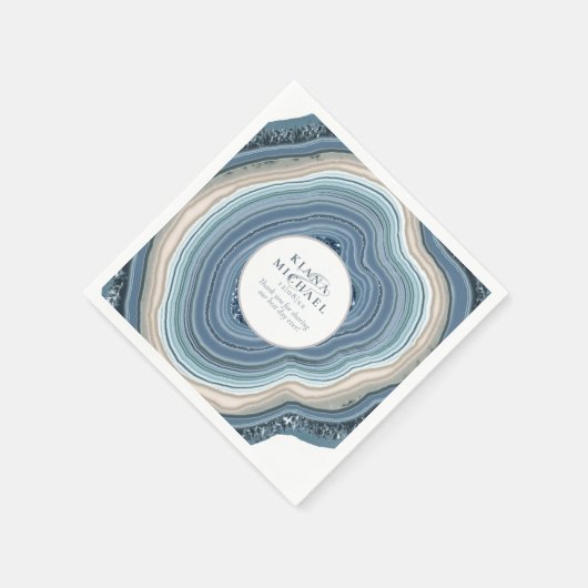 Agate Geode Glitter Wedding Dusty Blue V2 ID647 Servet (Hoek)