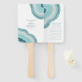 Agate Geode Glitter Wedding Party Blauwgroen ID647 Handwaaier