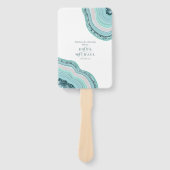 Agate Geode Glitter Wedding Party Blauwgroen ID647 Handwaaier (Voorkant)