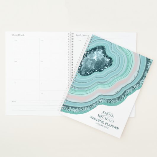 Agate Geode Glitter Wedding Plans Blauwgroen ID647 Planner (Display)