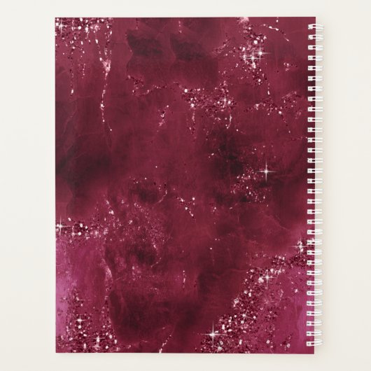 Agate Geode Glitter Wedding Plans Burgundy ID647 Planner (Achterkant)