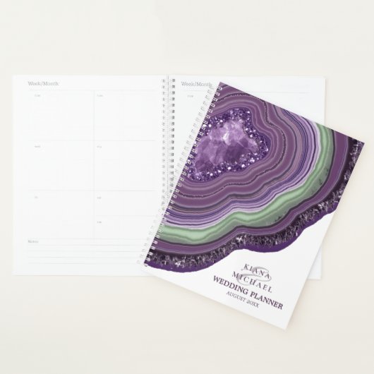 Agate Geode Glitter Wedding Plans Violet ID647 Planner (Display)
